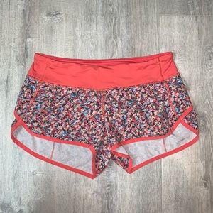 Lululemon Flower Speed Shorts 2.5” Inseam Coral